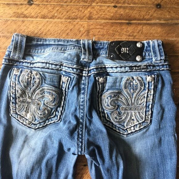Miss Me 27 Easy Boot Fleur de Lis bling jeans - Picture 1 of 5